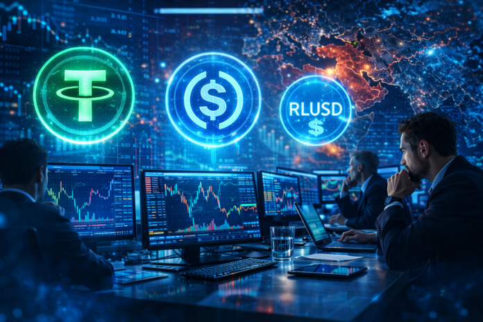 Stablecoin demand rising as crypto traders shift capital during market uncertainty.