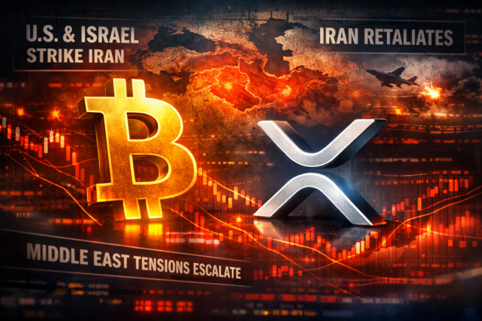 Bitcoin and XRP react as global markets respond to the US-Israel conflict with Iran